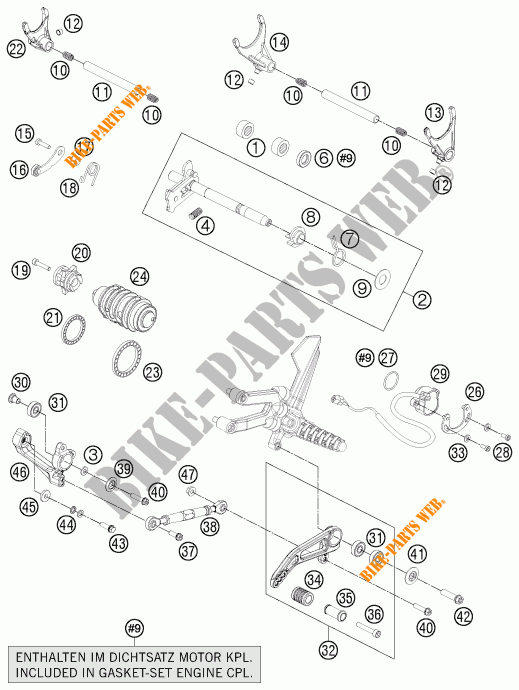 SELECTOR CAMBIO para KTM 1190 RC8 R WHITE 2015