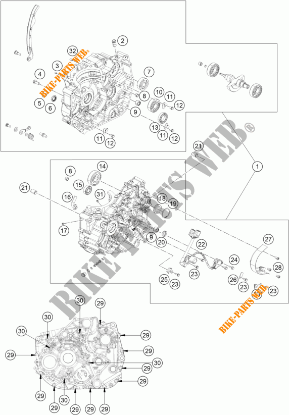 CARTERES CIGÜEÑAL para KTM 390 DUKE WHITE ABS 2014