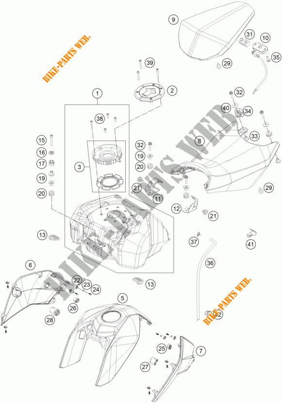 DEPOSITO / ASIENTO para KTM 390 DUKE WHITE ABS 2014