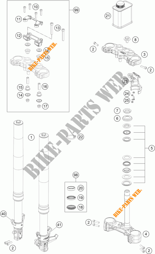 HORQUILLA / TIJA DIRECCION para KTM 390 DUKE WHITE ABS 2014