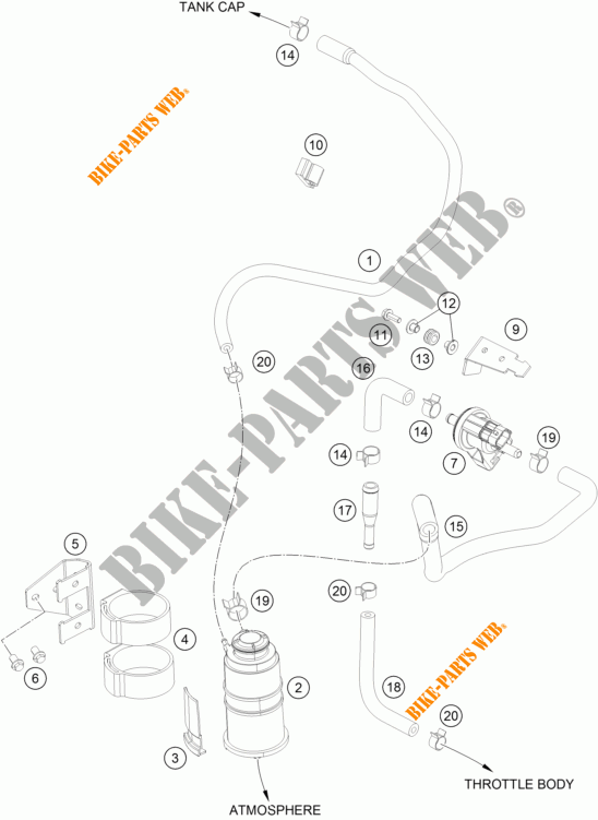 EVAPORATIVE CANISTER para KTM 390 DUKE WHITE ABS 2014