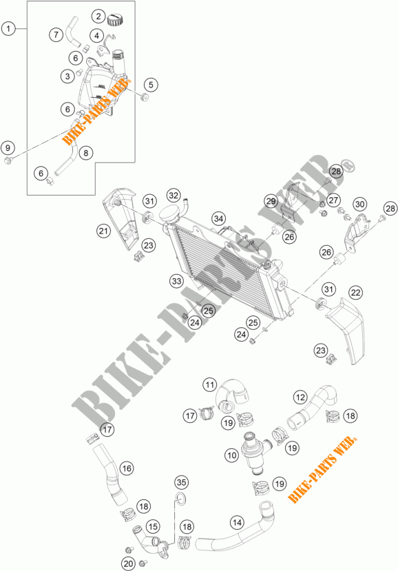 SISTEMA DE REFRIGERACIÓN para KTM 390 DUKE WHITE ABS 2014