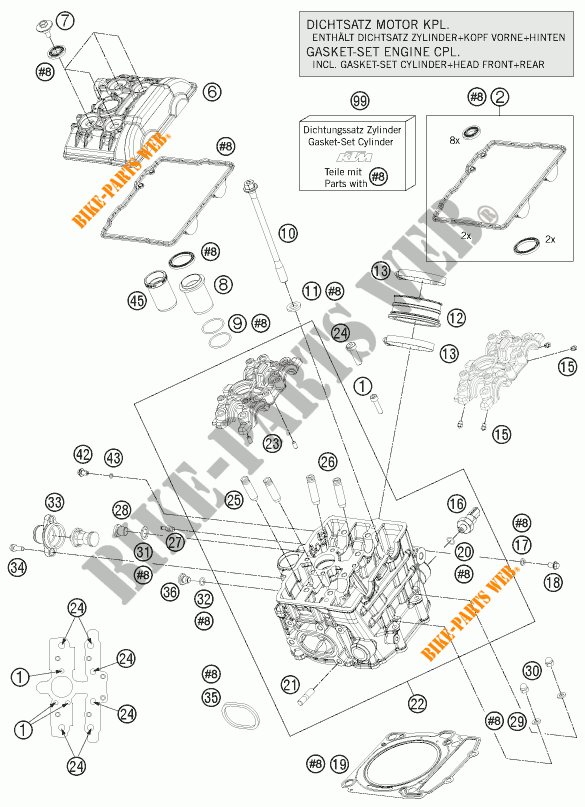 CULATA DELANTERA para KTM 1190 RC8 R WHITE 2015