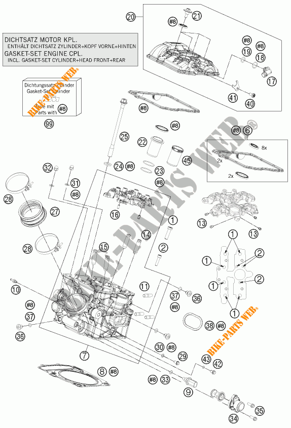 CULATA TRASERA para KTM 1190 RC8 R WHITE 2015