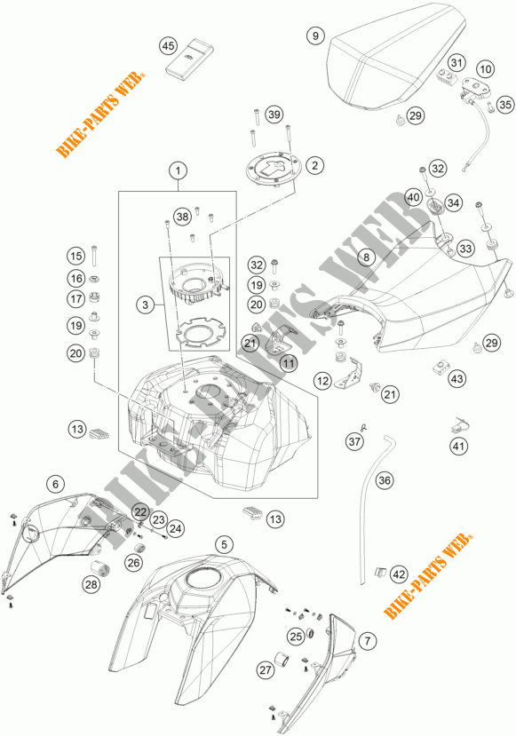 DEPOSITO / ASIENTO para KTM 390 DUKE BLACK ABS 2014