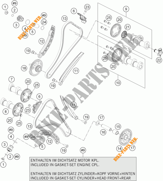 DISTRIBUCION para KTM 1190 RC8 R WHITE 2015