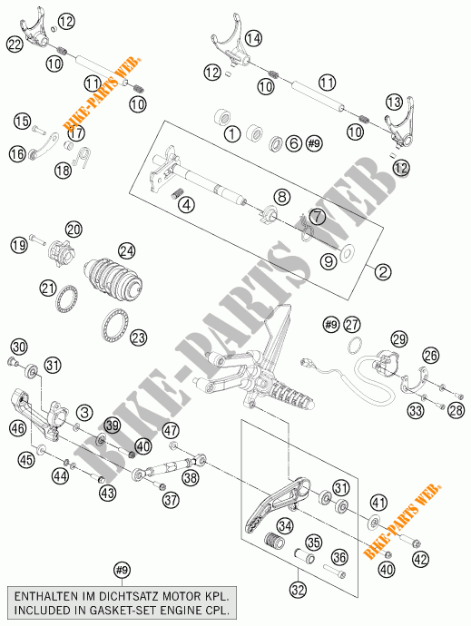 SELECTOR CAMBIO para KTM 1190 RC8 R WHITE 2015