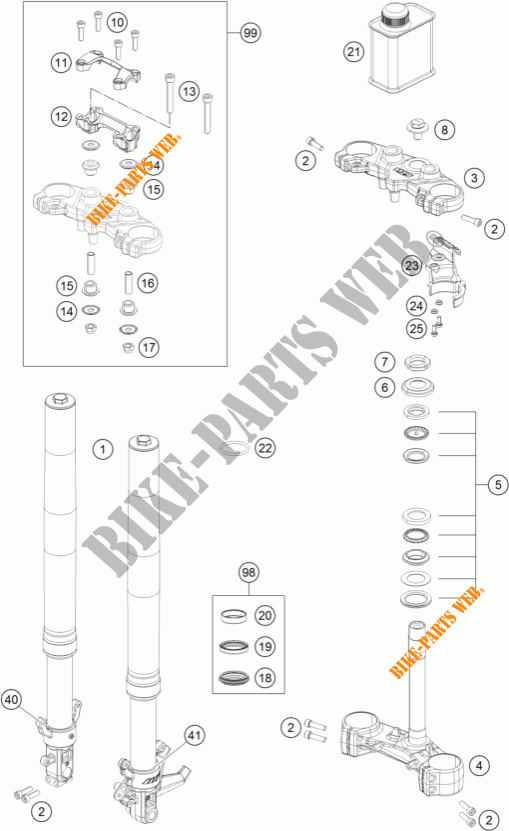 HORQUILLA / TIJA DIRECCION para KTM 390 DUKE WHITE ABS 2013