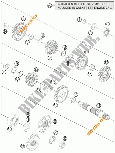 CAJA DE CAMBIOS   EJE SECUNDARIO para KTM 1190 RC8 R WHITE 2014