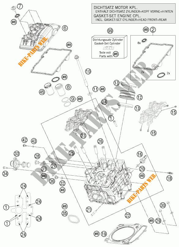 CULATA DELANTERA para KTM 1190 RC8 R WHITE 2014