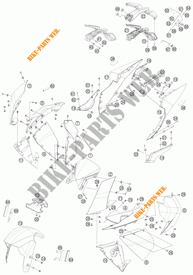 PLASTICOS para KTM 1190 RC8 R WHITE 2014