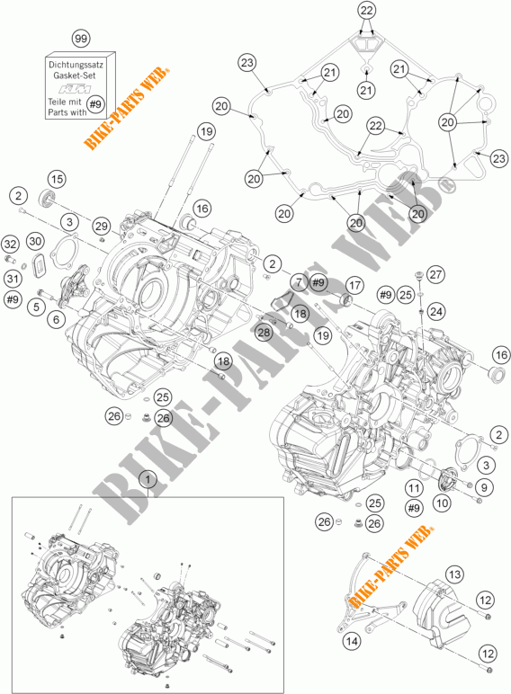 CARTERES CIGÜEÑAL para KTM 1190 RC8 R WHITE 2014