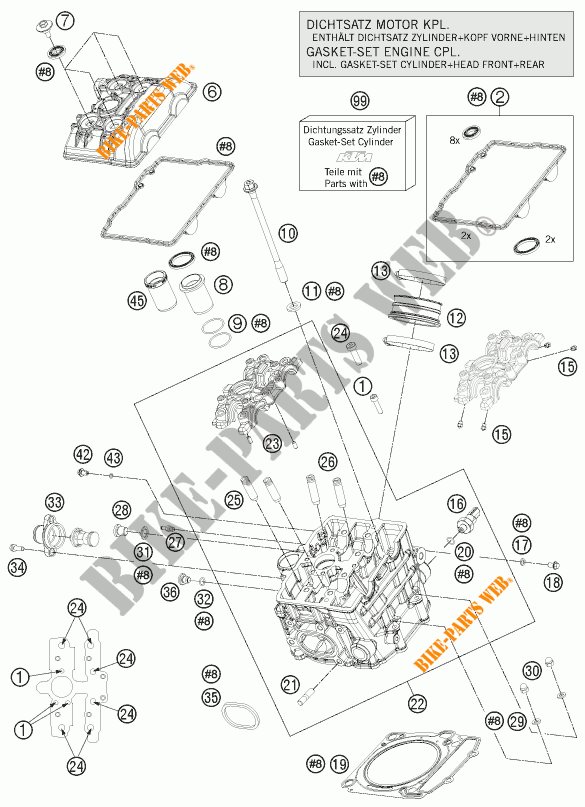 CULATA DELANTERA para KTM 1190 RC8 R WHITE 2014