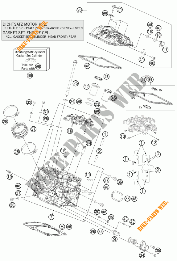 CULATA TRASERA para KTM 1190 RC8 R WHITE 2014