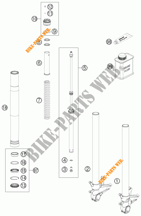 HORQUILLA (PIEZAS) para KTM 1190 RC8 R WHITE 2014