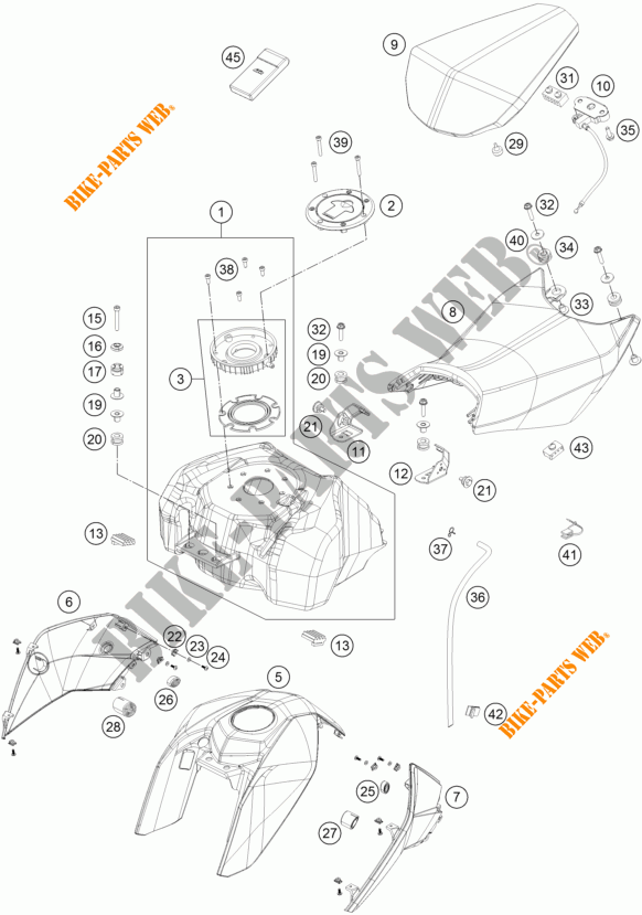 DEPOSITO / ASIENTO para KTM 250 DUKE BLACK ABS 2016