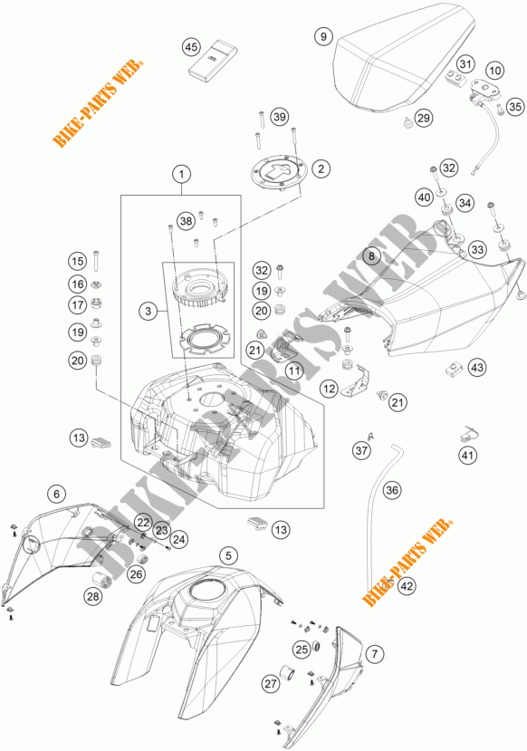 DEPOSITO / ASIENTO para KTM 250 DUKE WHITE ABS 2015