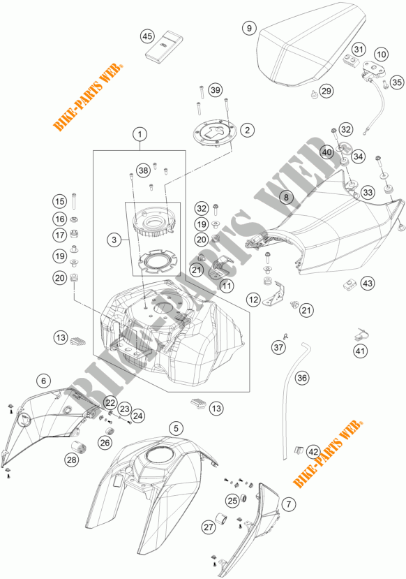 DEPOSITO / ASIENTO para KTM 250 DUKE BLACK ABS 2015