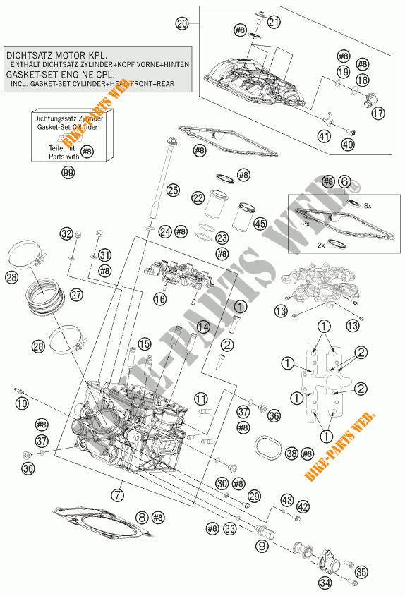 CULATA TRASERA para KTM 1190 RC8 R WHITE 2013
