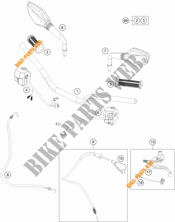 MANILLAR / MANDOS para KTM 200 DUKE WHITE NON ABS 2015