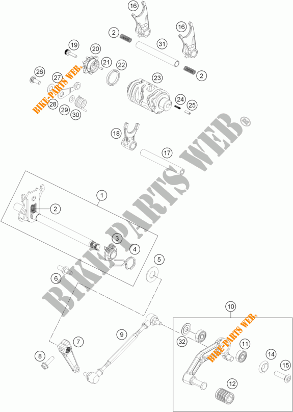 SELECTOR CAMBIO para KTM 200 DUKE WHITE NON ABS 2015