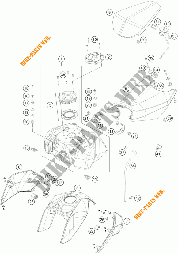 DEPOSITO / ASIENTO para KTM 200 DUKE ORANGE ABS 2014