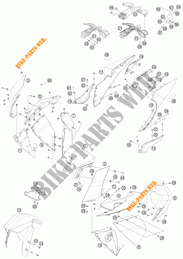 PLASTICOS para KTM 1190 RC8 R WHITE 2013