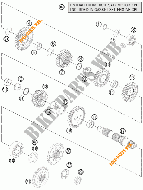 CAJA DE CAMBIOS   EJE SECUNDARIO para KTM 1190 RC8 R WHITE 2012