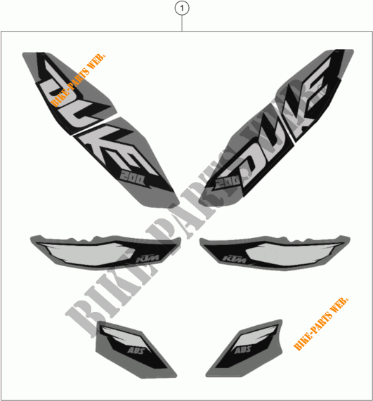 PEGATINAS para KTM 200 DUKE ORANGE ABS 2013