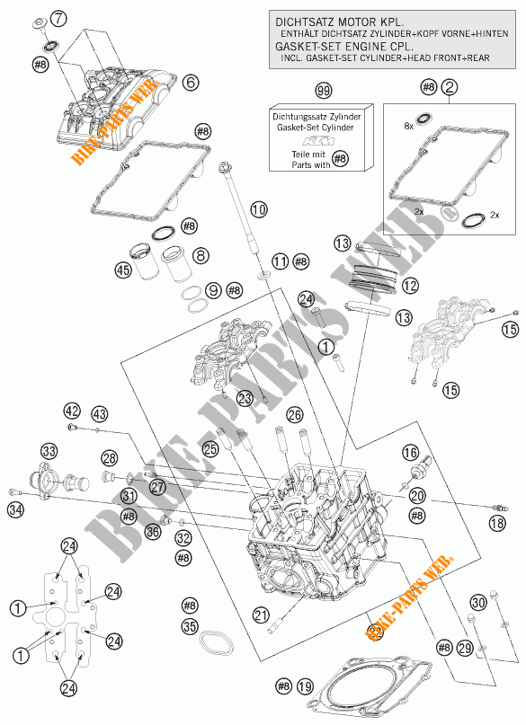 CULATA DELANTERA para KTM 1190 RC8 R WHITE 2012