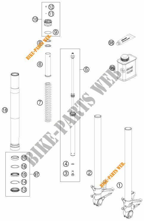 HORQUILLA (PIEZAS) para KTM 1190 RC8 R WHITE 2012