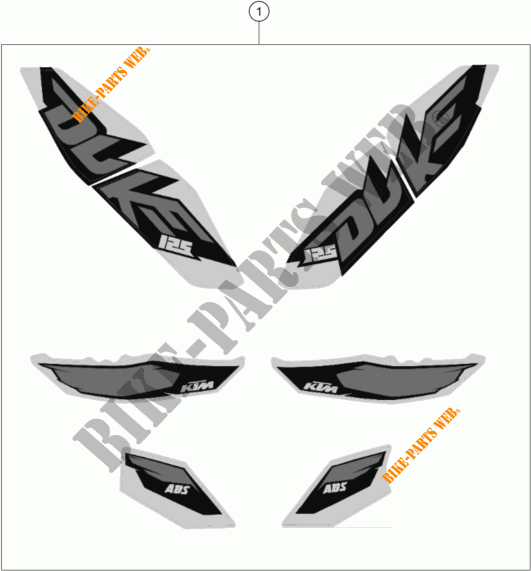 PEGATINAS para KTM 125 DUKE WHITE ABS 2015