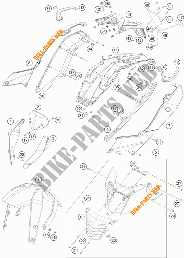 PLASTICOS para KTM 125 DUKE WHITE ABS 2015