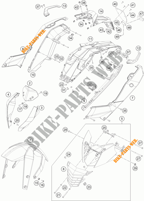 PLASTICOS para KTM 125 DUKE ORANGE ABS 2015