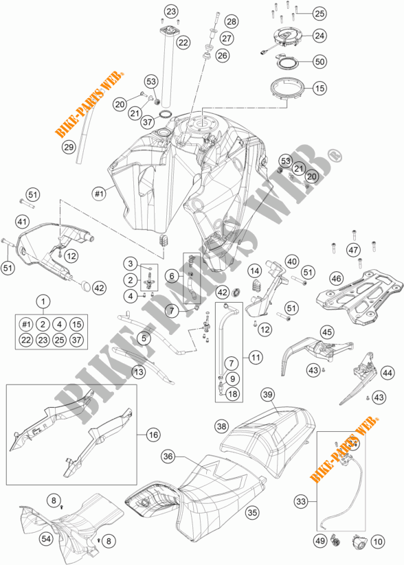 DEPOSITO / ASIENTO para KTM 1290 SUPER ADVENTURE S ORANGE 2018