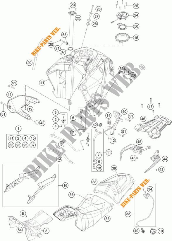 DEPOSITO / ASIENTO para KTM 1290 SUPER ADVENTURE S ORANGE 2017