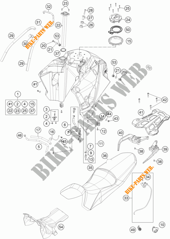DEPOSITO / ASIENTO para KTM 1290 SUPER ADVENTURE R TKC 2018