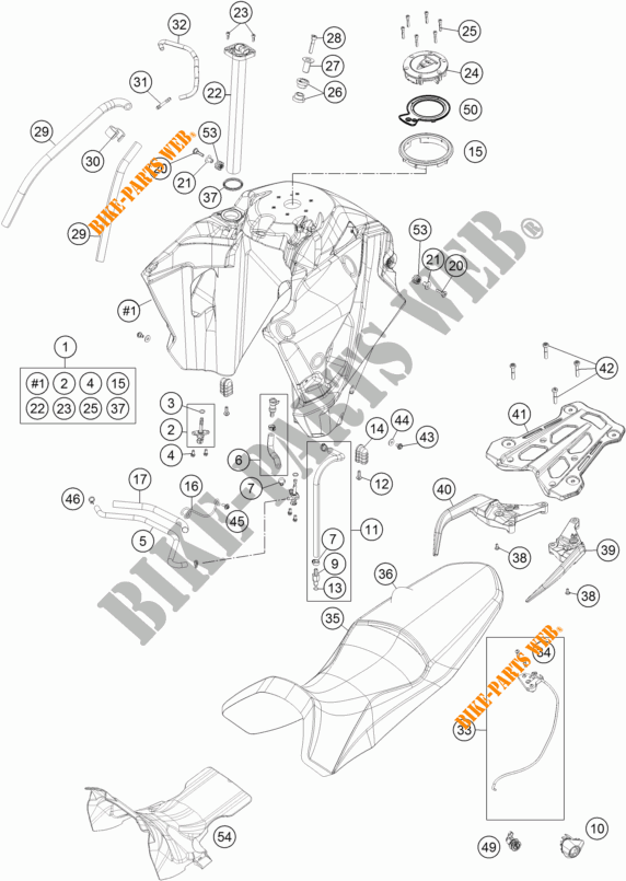 DEPOSITO / ASIENTO para KTM 1290 SUPER ADVENTURE R TKC 2017