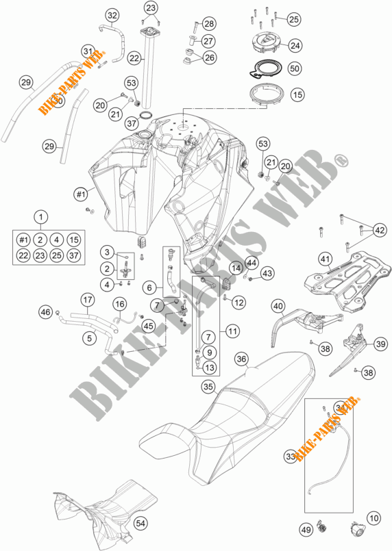 DEPOSITO / ASIENTO para KTM 1290 SUPER ADVENTURE R TKC 2017